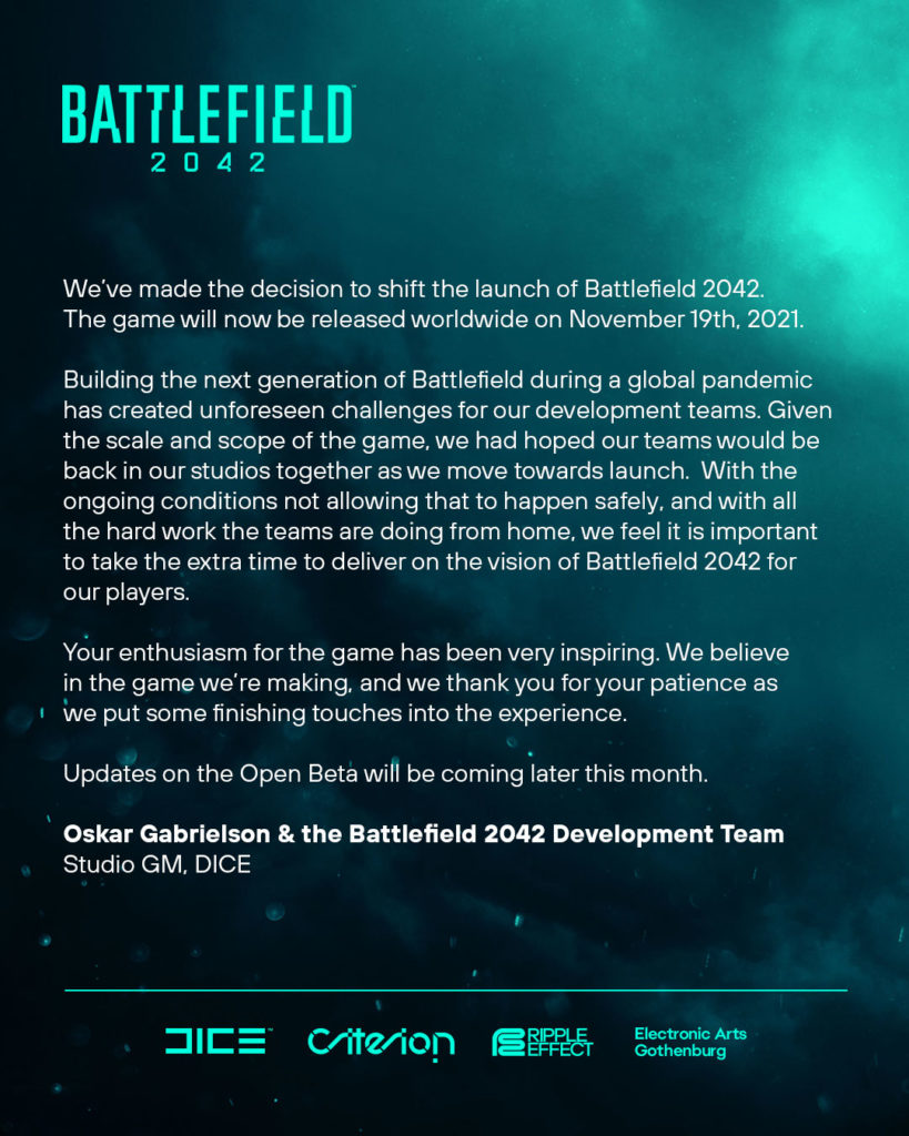 Battlefield 2042 Open Beta Dates Announced